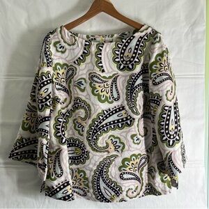 Boden “Laurie” Linen Boatneck Top 3/4 Flared Sleeve size 12